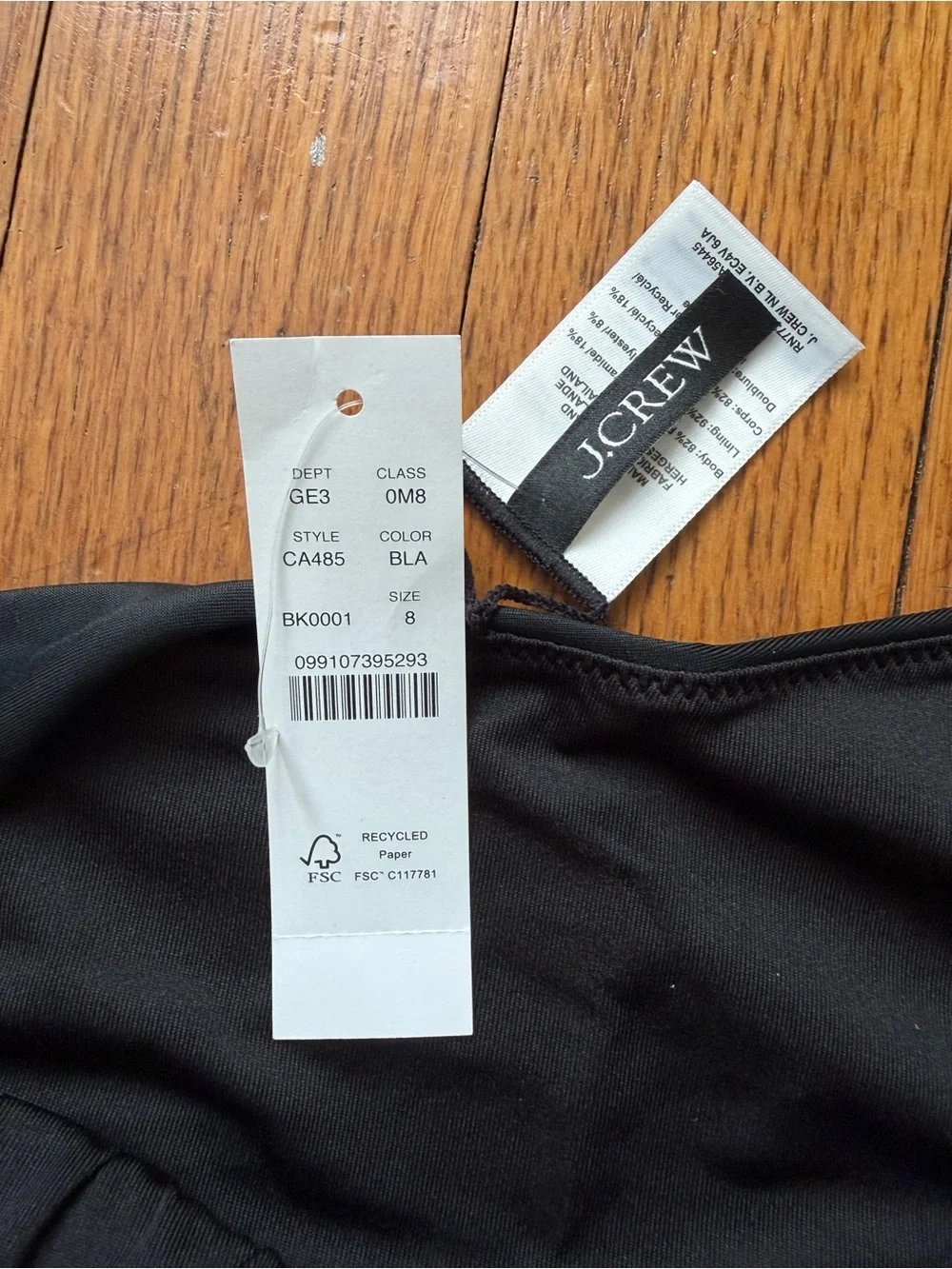 J.Crew Nia Ruched Squareneck Black One-piece Swimsuit, 8, NWT